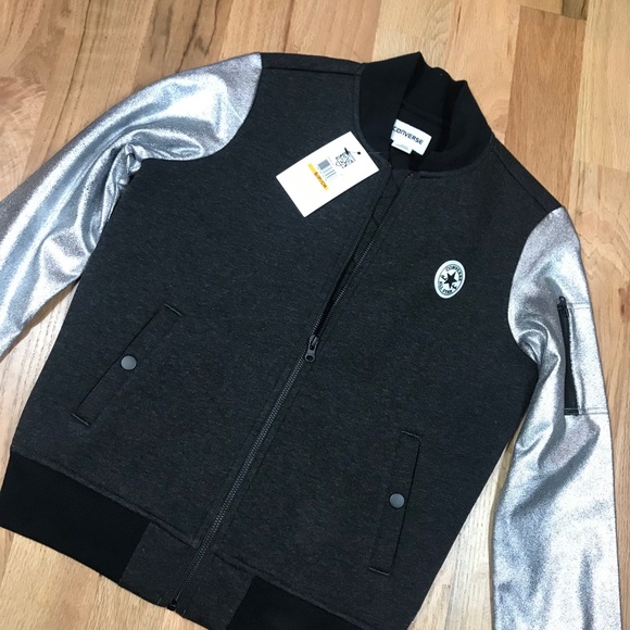 Converse metallic zip up bomber sweater jacket s - Picture 5 of 10